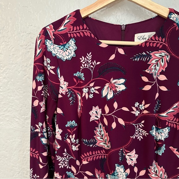 Eliza J Purple Floral Matte Jersey Long Sleeve Midi Dress - Picture 11 of 11